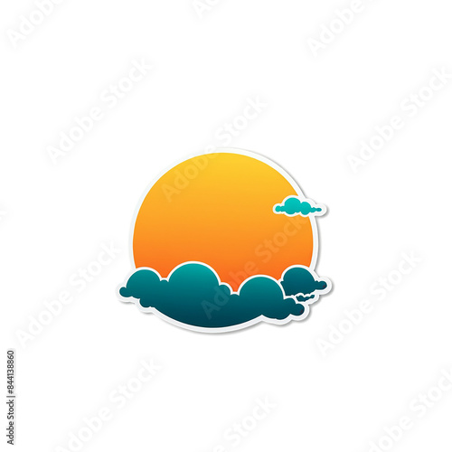 Sunset cute sticker isolated on transparent background png royalty-free image. Free for use & download.
