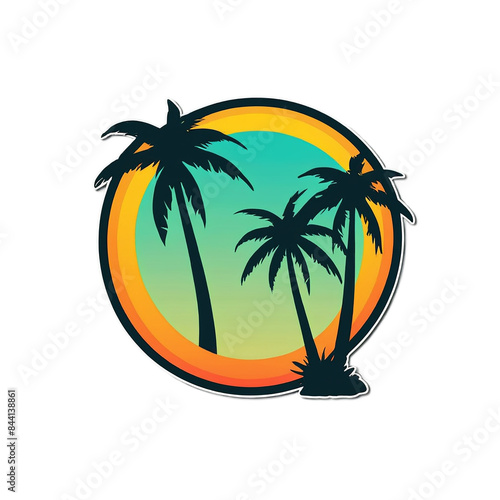 Sunset cute sticker isolated on transparent background png royalty-free image. Free for use & download.
