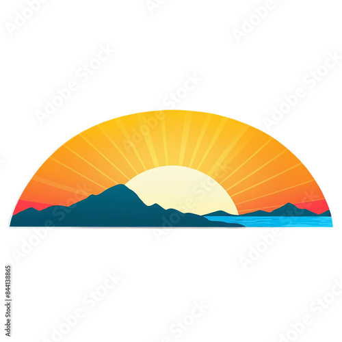Sunset cute sticker isolated on transparent background png royalty-free image. Free for use & download.
