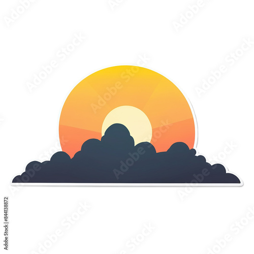 Sunset cute sticker isolated on transparent background png royalty-free image. Free for use & download.
