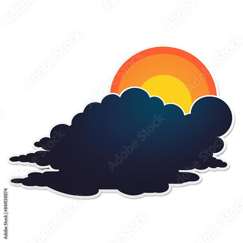 Sunset cute sticker isolated on transparent background png royalty-free image. Free for use & download.
