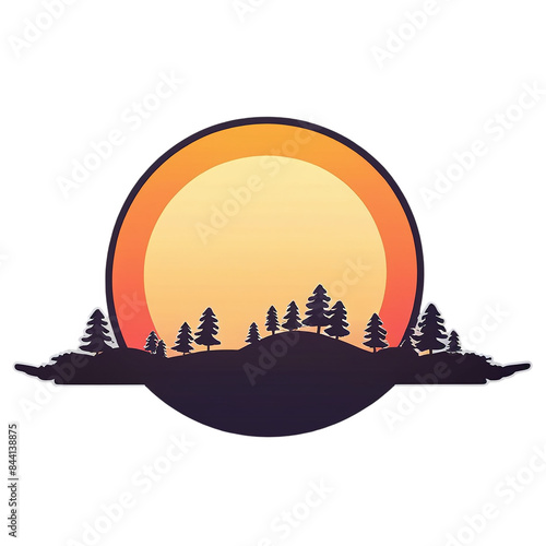 Sunset cute sticker isolated on transparent background png royalty-free image. Free for use & download.
