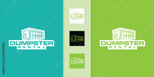 collection of vector logo designs for dumpster rental or dumpster removal and cleaning concept. Trash can company logo design template