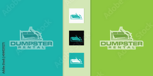 Vector Dump Truck Trash Can Logo Design, Garbage Container Graphic Element Idea