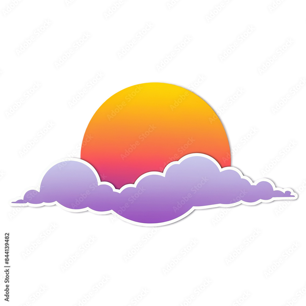 Sunset cute sticker isolated on transparent background Sunset cute sticker isolated on transparent background