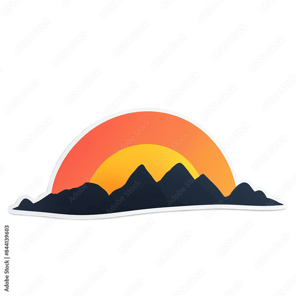 Sunset cute sticker isolated on transparent background Sunset cute sticker isolated on transparent background