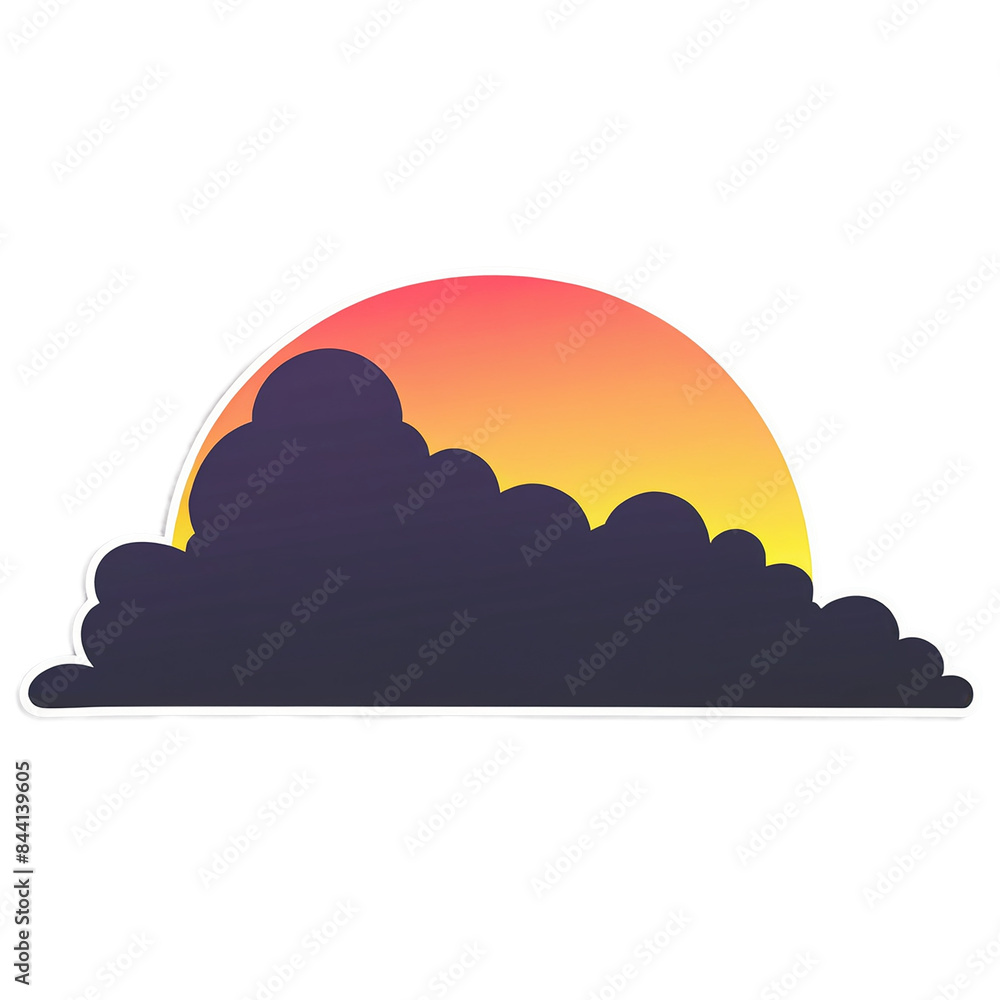 Sunset cute sticker isolated on transparent background Sunset cute sticker isolated on transparent background