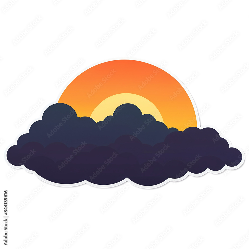 Sunset cute sticker isolated on transparent background Sunset cute sticker isolated on transparent background