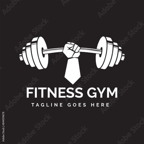 dumbell fist logo design icon 