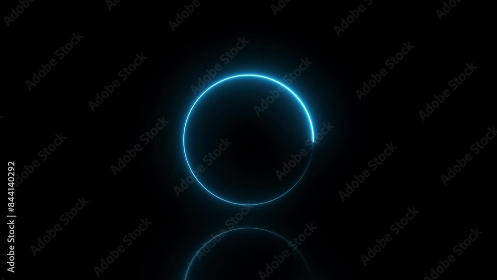 Abstract glowing neon circle frame animation on black background. Abstract glowing neon circle frame animation on black background.
