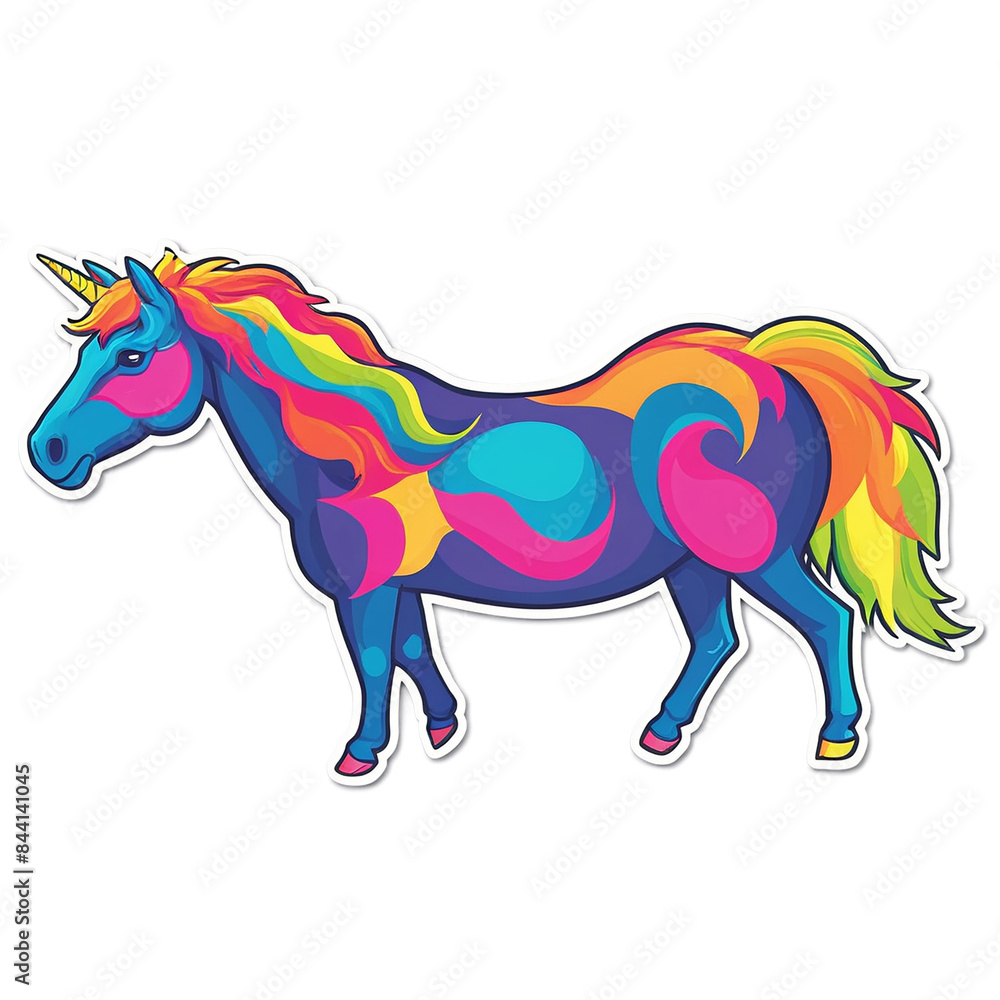 Fototapeta premium Unicorn cute sticker isolated on transparent background