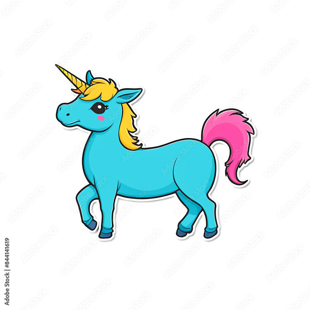 Fototapeta premium Unicorn cute sticker isolated on transparent background