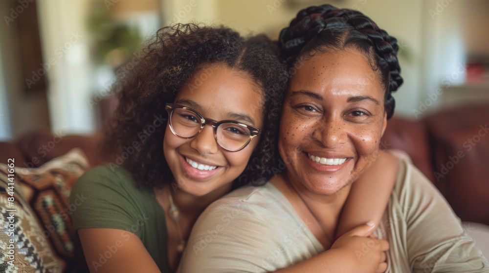 Happy mother and daughter smiling at home Happy mother and daughter smiling at home