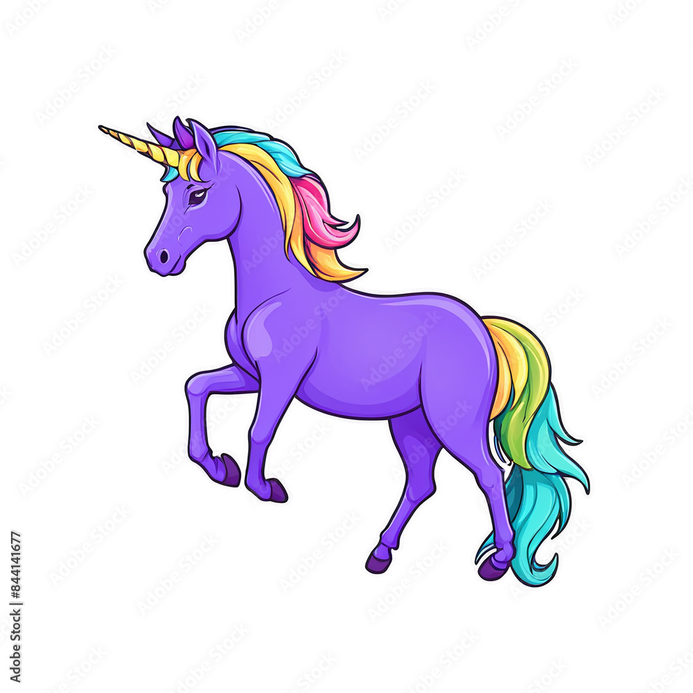 Fototapeta premium Unicorn cute sticker isolated on transparent background