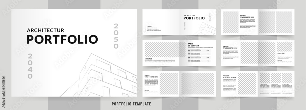 Landscape architecture profile brochure template and interior portfolio layout design