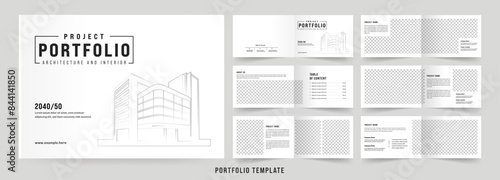 Landscape Architects Portfolio Booklet template, Black and White Portfolio Layout
