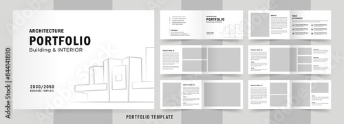 Landscape architecture portfolio or portfolio layout template design, Black and White Portfolio Layout