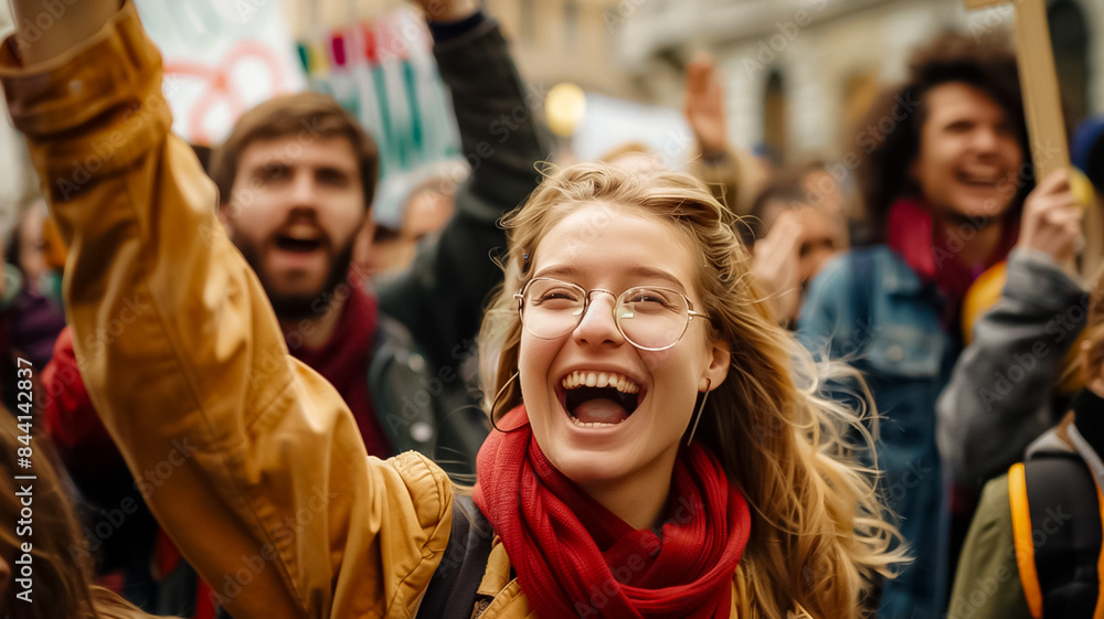 A group of people protesting against something holding A group of people protesting against something holding