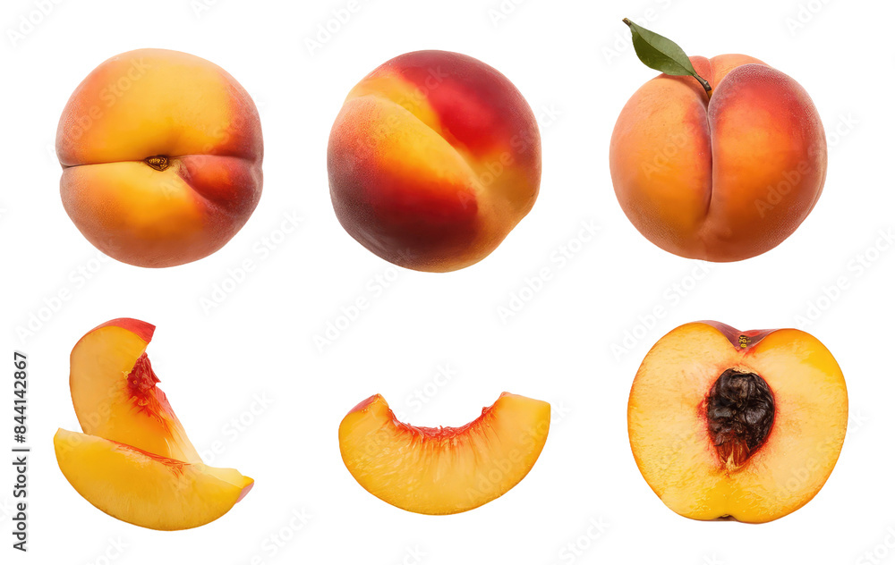Isolated PNG Peach Fruit, GENERATIVE AI Isolated PNG Peach Fruit, GENERATIVE AI