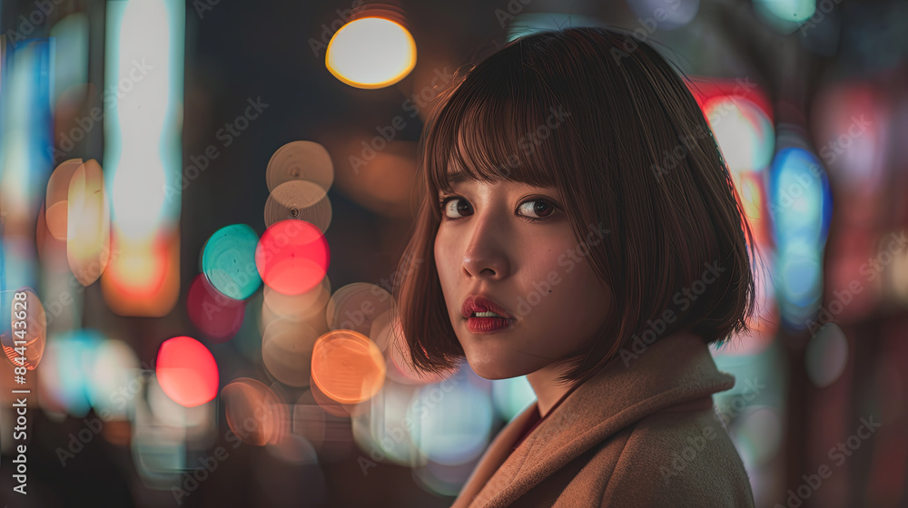 beautiful Japanese woman with bob cut hair, generative AI beautiful Japanese woman with bob cut hair, generative AI