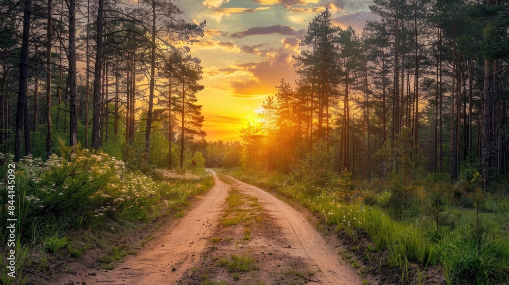 Obraz premium forest tree when sunset