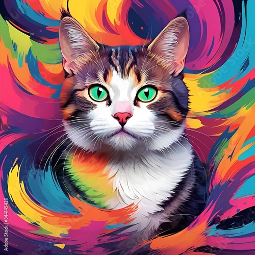 Colorful Digital Cat Image