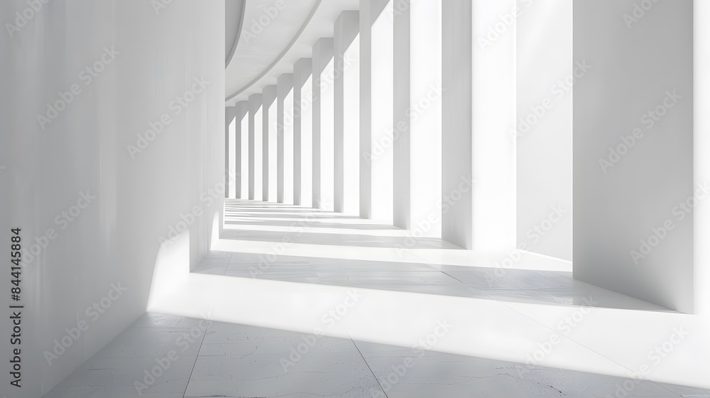 Fototapeta premium Minimal geometric white light background abstract design.