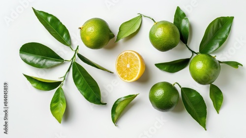 Wallpaper Mural Green calamondin and leaf group substituting lemon on white background Torontodigital.ca
