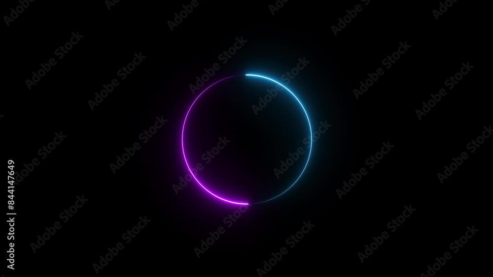 Abstract Neon light circle frame animation on black background. Abstract Neon light circle frame animation on black background.
