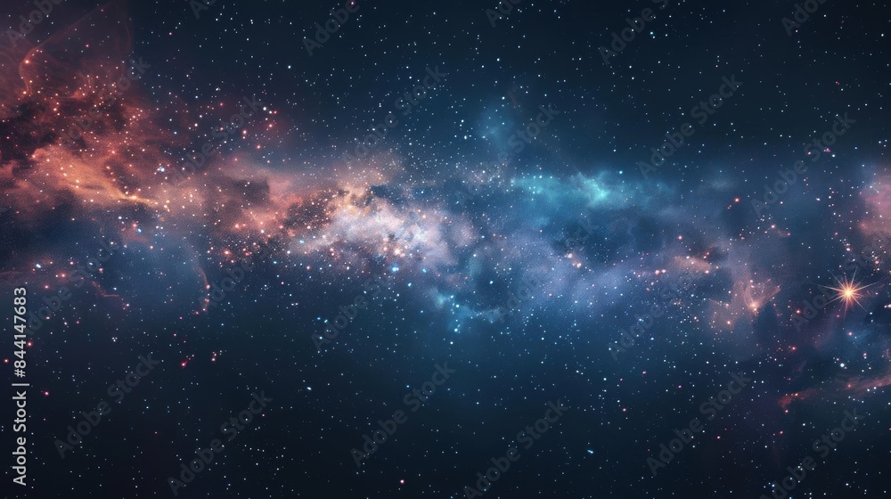 Fototapeta premium Cosmic Nebula with Bright Stars and Dust Clouds