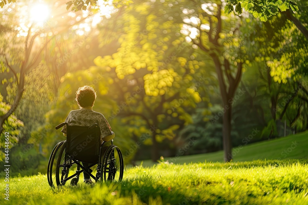 Person in wheelchair in nature Person in wheelchair in nature