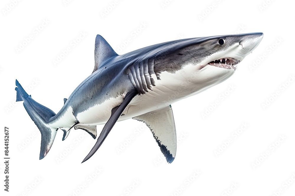 White shark isolated on white background White shark isolated on white background