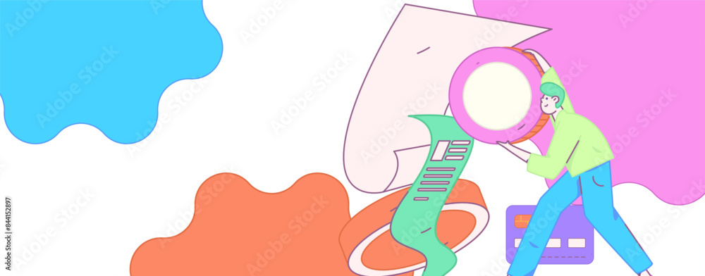 Fototapeta premium Online shopping payment security character flat vector concept operation hand drawn illustration