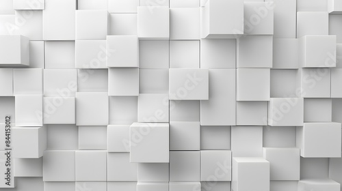 Random shifted white cube boxes block background wallpaper banner with copy space. 