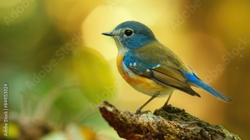 Red flanked bluetail resting on a branch of a tree © 2rogan