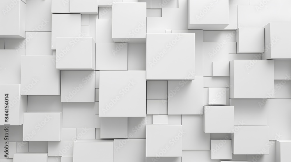Random shifted white cube boxes block background wallpaper banner with copy space. Random shifted white cube boxes block background wallpaper banner with copy space.