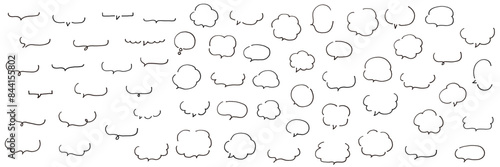 手書きのシンプルなふきだしのベクターイラストセット　吹き出し　手描き　フレーム　落書き