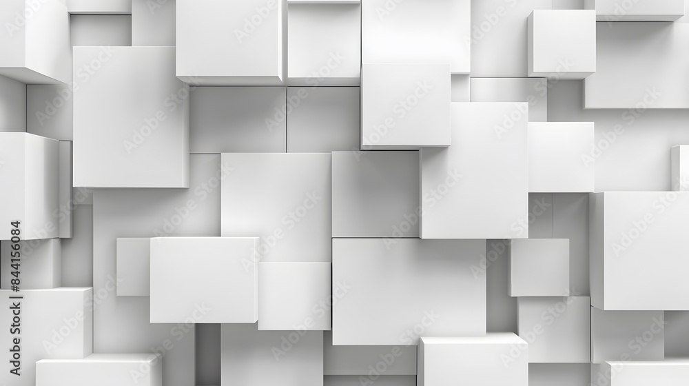 Random shifted white cube boxes block background wallpaper banner with copy space. Random shifted white cube boxes block background wallpaper banner with copy space.