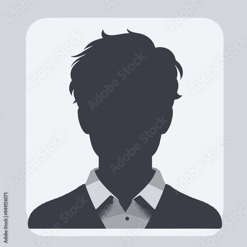 The profile image is a blank. Grey silhouette figure without photo