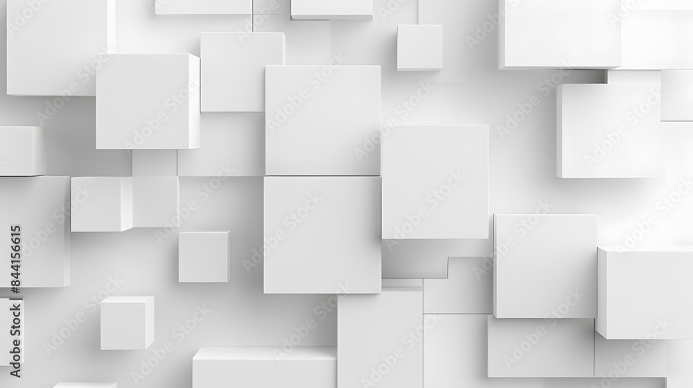 Random shifted white cube boxes block background wallpaper banner with copy space. Random shifted white cube boxes block background wallpaper banner with copy space.