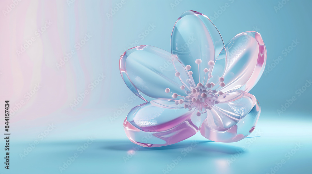 Obraz premium Luxury blossom flower in glass texture background.
