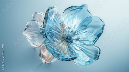 Luxury blossom flower in glass texture background.