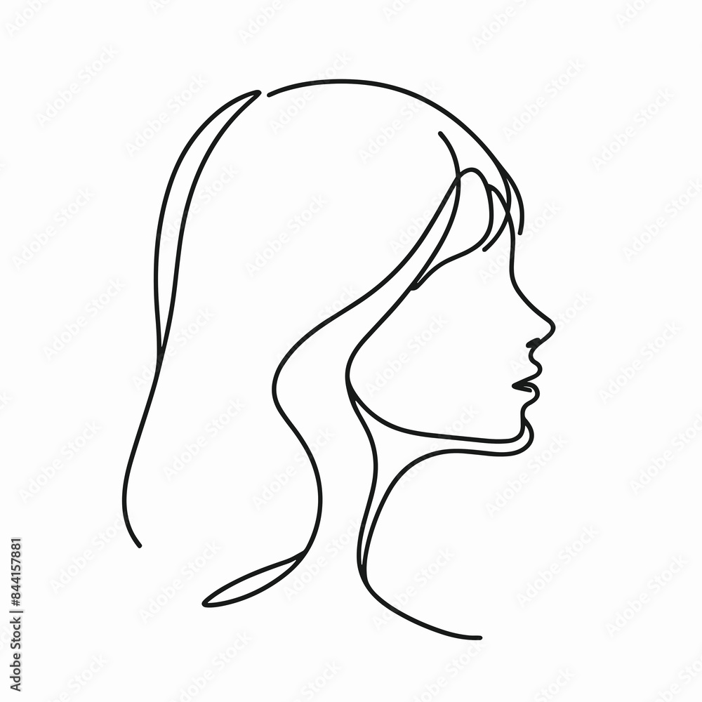 drawing of a girl's profile on a white background drawing of a girl's profile on a white background