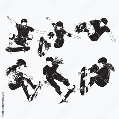 Skateboarders act with high skill