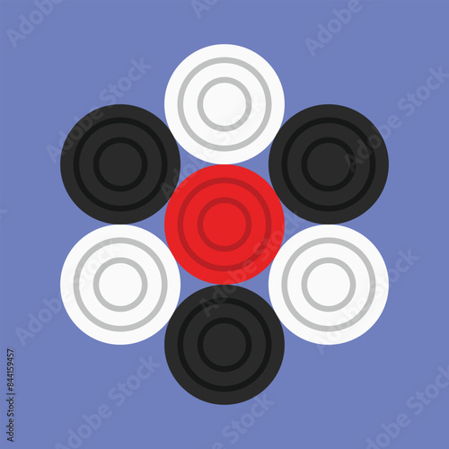 Carrom Dice Coins Vector Illustration Icon Carrom wooden pawn board game vector