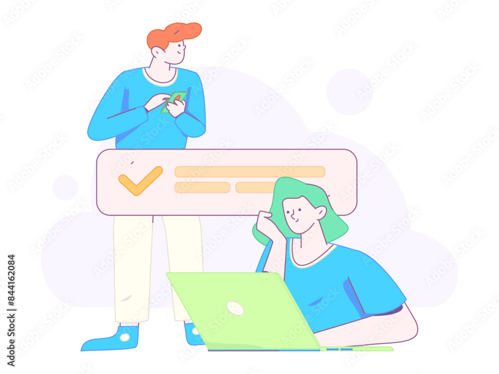 Communicate with consultants flat vector character concept operation hand drawn illustration
Communicate with consultants flat vector character concept operation hand drawn illustration