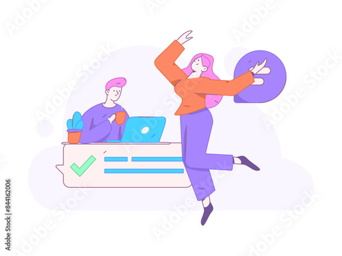 Communicate with consultants flat vector character concept operation hand drawn illustration 
