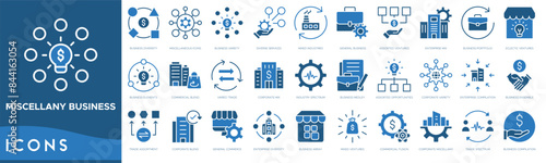 Miscellany Business icon set. Business Diversity, Miscellaneous Icons, Business Variety, Diverse Services, Mixed Industries, General Business and Assorted Ventures