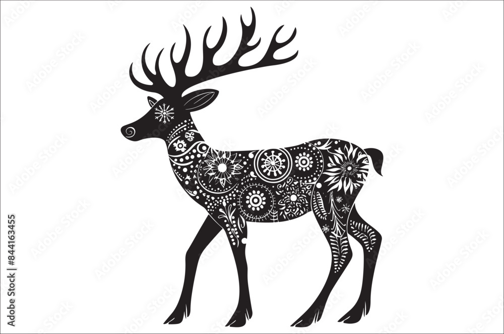 Christmas deer silhouette black vector art illustration. Raindeer silhouette vector. Christmas deer silhouette black vector art illustration. Raindeer silhouette vector.