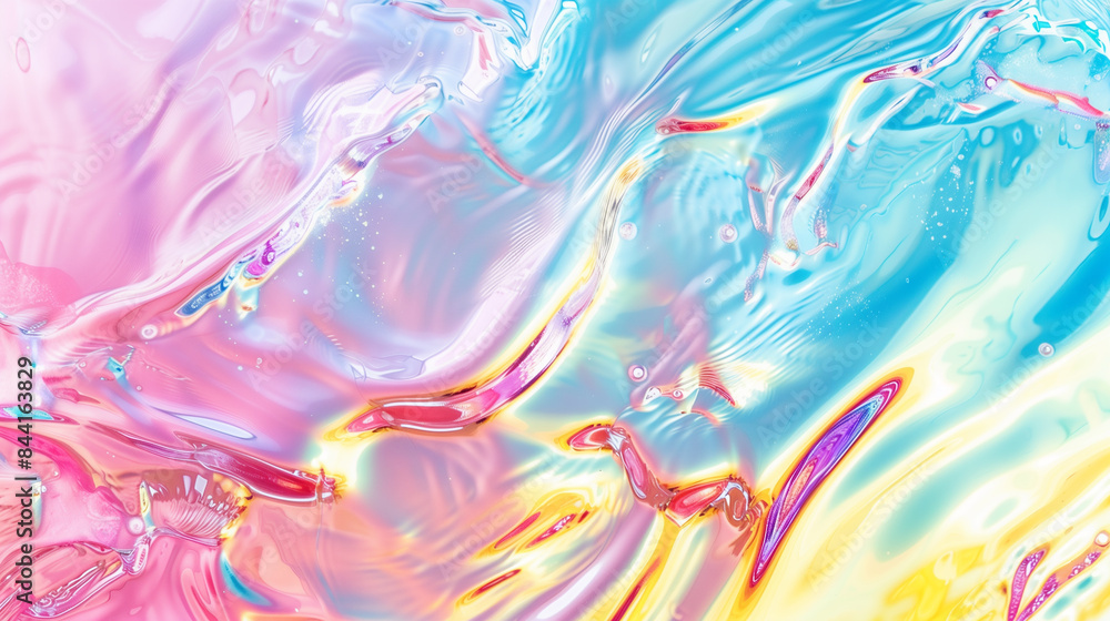 Fototapeta premium Rainbow ombre pastel oil spill iridescent shiny texture